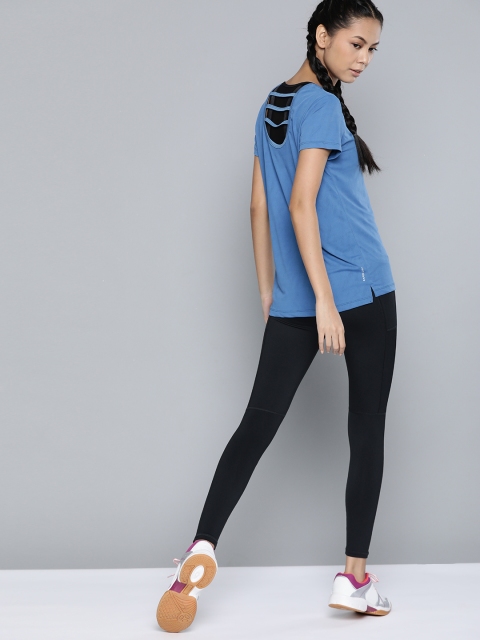 

HRX By Hrithik Roshan Women Blue Horizon Solid Rapid-Dry Antimicrobial Running T-shirt