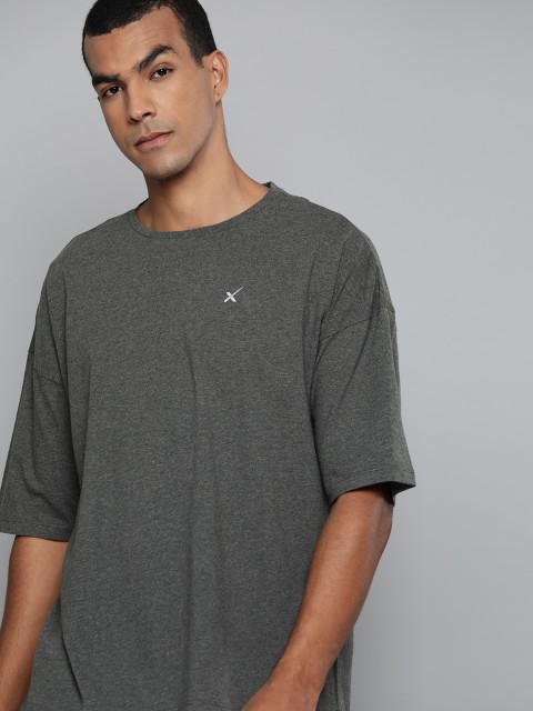 

HRX By Hrithik Roshan Men Anthra Melange Solid Melange Bio-Wash Yoga Pure Cotton T-shirt, Charcoal