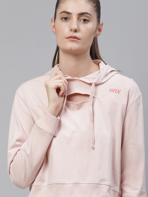 

HRX By Hrithik Roshan Women Peach Whip Solid Organic Cotton Antimicrobial Yoga Tshirt