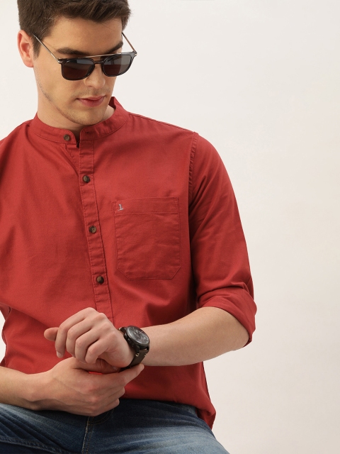 

SINGLE Men Red Slim Fit Solid Casual Shirt
