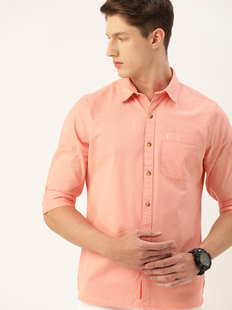 

SINGLE Men Pink Slim Fit Solid Casual Shirt