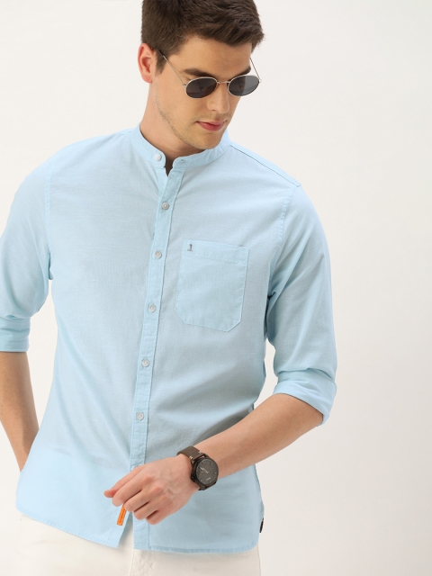 

SINGLE Men Blue Slim Fit Solid Casual Shirt