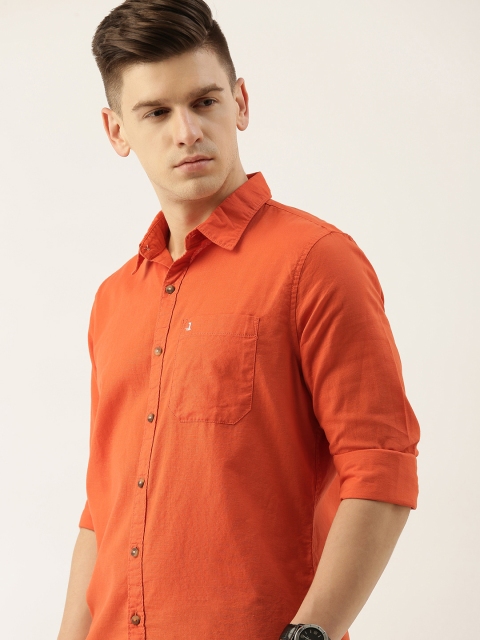 

SINGLE Men Orange Slim Fit Casual Shirt