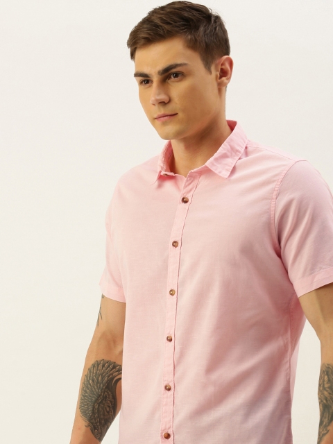 

SINGLE Men Pink Slim Fit Solid Casual Shirt