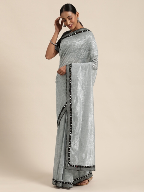 

Mitera Grey Woven Design Net Celebrity Saree