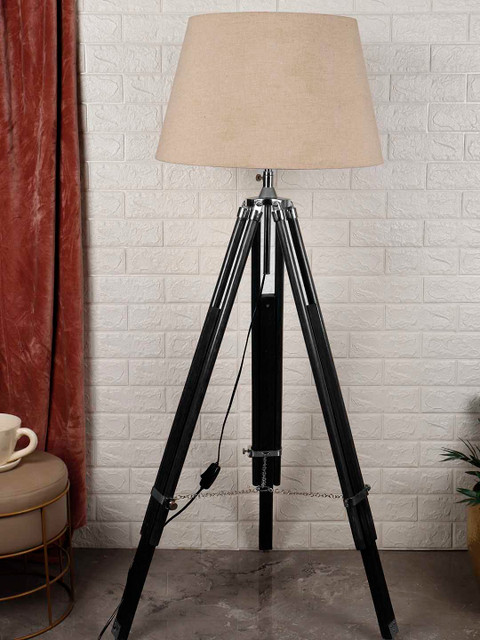 

Grated Ginger Black & Beige Solid Classic Country Floor Lamp with Shade