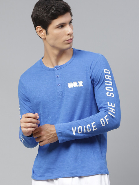

HRX By Hrithik Roshan Men Strong Blue Solid Bio-Wash Lifestyle Tshirt