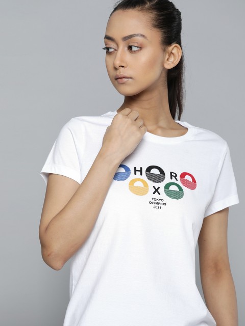 

HRX By Hrithik Roshan Women Optic White Solid Bio-Wash Lifestyle Tshirt