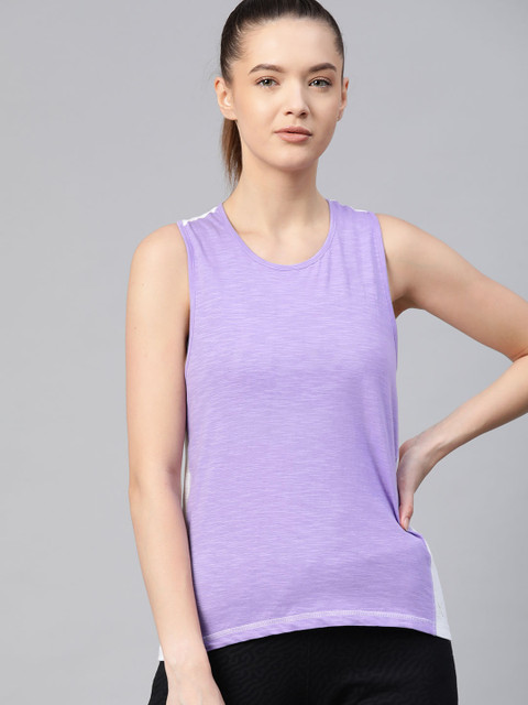 

HRX By Hrithik Roshan Women Violet Tulip Colourblock Bio-Wash Lifestyle Tshirt, Purple