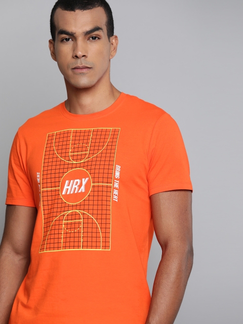 

HRX By Hrithik Roshan Men Orangeade Graphic Bio-Wash Basketball Tshirt, Orange