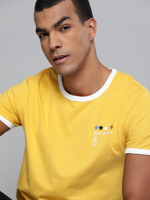 

HRX By Hrithik Roshan Men Mimosa Solid Bio-Wash Lifestyle Tshirt, Mustard
