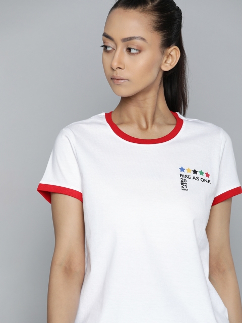 

HRX By Hrithik Roshan Women Optic White Solid Bio-Wash Lifestyle Tshirt