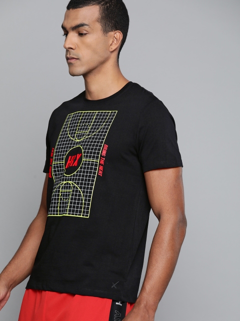 

HRX By Hrithik Roshan Men Jet Black Graphic Bio-Wash Basketball Tshirt