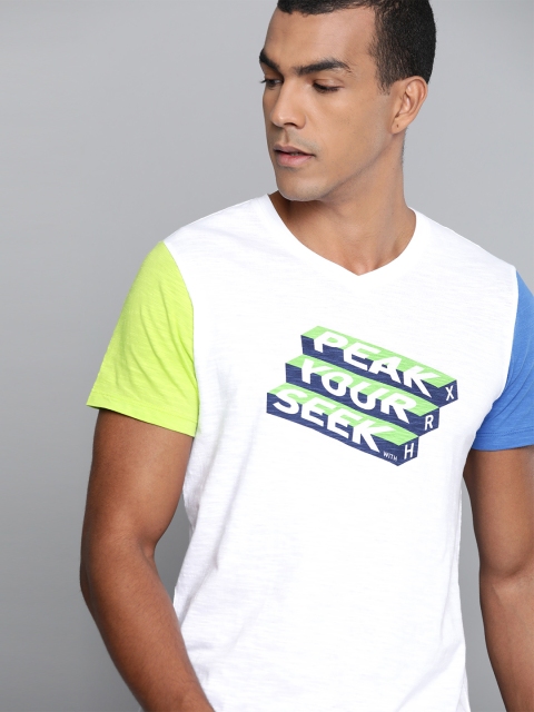 

HRX By Hrithik Roshan Men Jet Black Typographic Bio-Wash Lifestyle Tshirt, White
