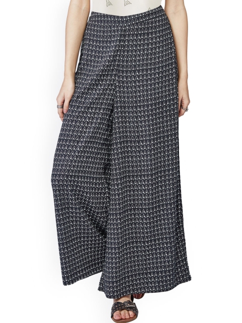 

Global Desi Black Printed Relaxed Fit Palazzo Trousers