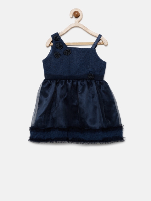 

YK Infant Girls Navy Lace Fit & Flare Dress, Navy blue