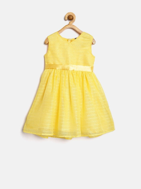 

YK Girls Yellow Patterned Fit & Flare Dress