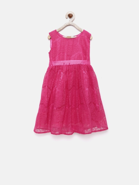 

YK Girls Pink Lace Fit and Flare Dress