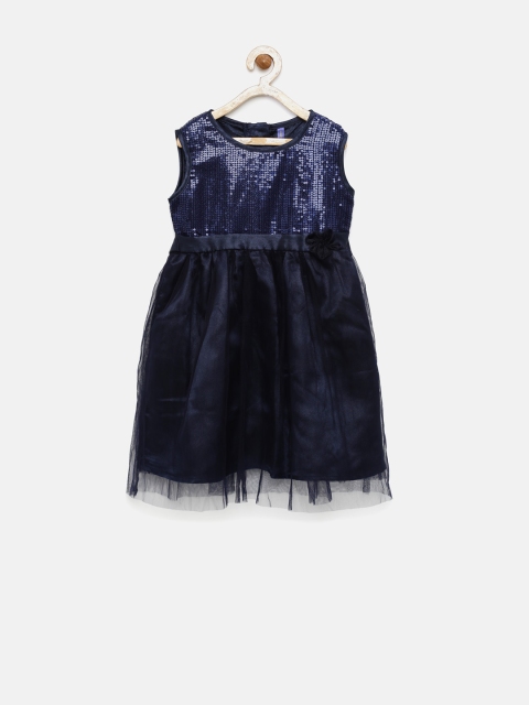 

YK Girls Navy Fit & Flare Dress, Navy blue