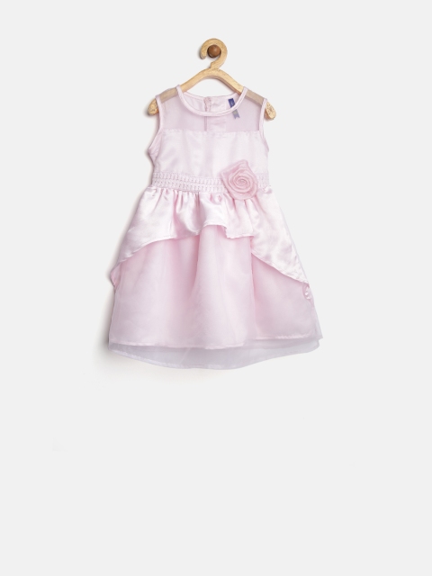 

YK Girls Pink Layered Fit & Flare Dress