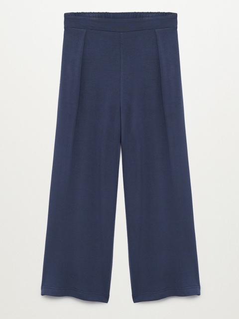 

Mango Kids Girls Navy Blue Solid Sustainable Parallel Trousers