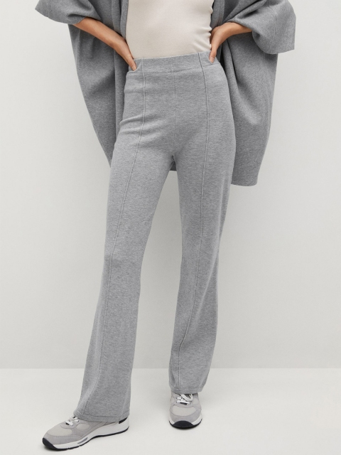 

MANGO Women Grey Melange Regular Fit Solid Knitted Trousers