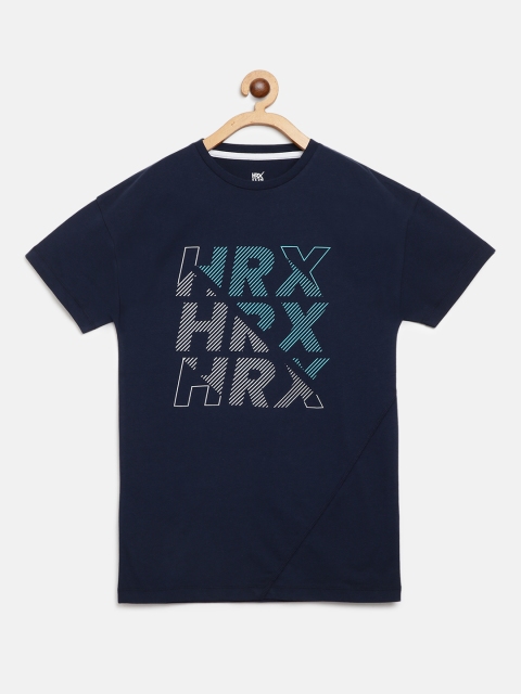 

HRX by Hrithik Roshan U-17 Boys Dress Blue Graphic Bio-Wash Lifestyle Tshirt, Navy blue