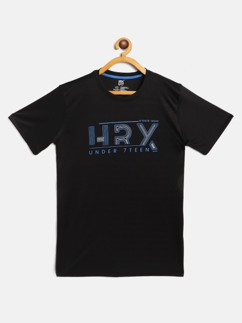 

HRX By Hrithik Roshan U-17 Boys Jet Black Typographic Rapid-Dry Active T-shirt