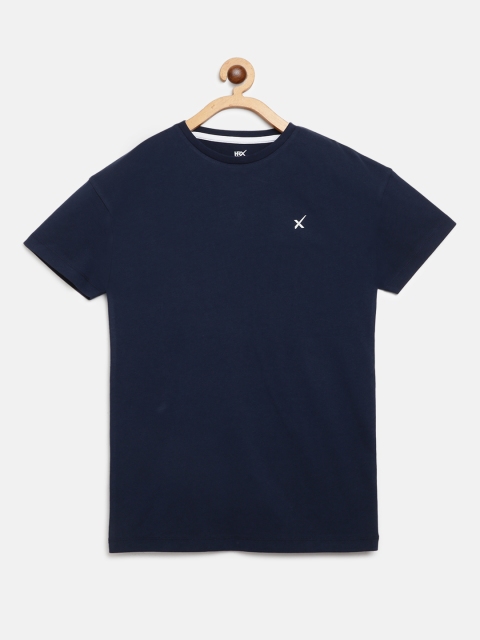 

HRX by Hrithik Roshan U-17 Boys Dress Blue Cotton Graphic Bio-Wash Lifestyle Tshirt, Navy blue