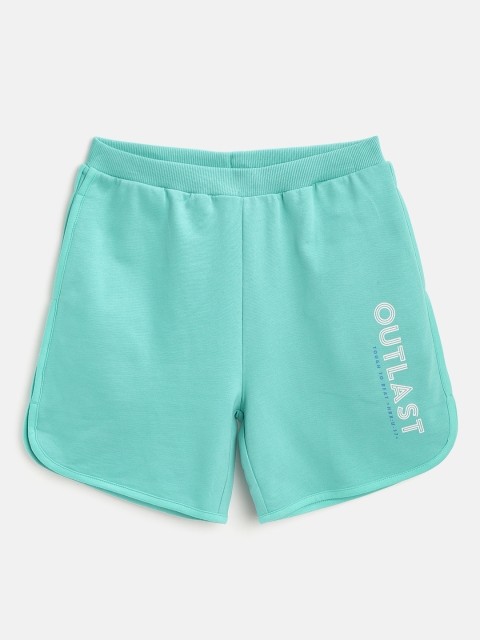 

HRX By Hrithik Roshan U-17 Girls Turquoise Solid Rapid-Dry Antimicrobial Lifestyle Shorts, Sea green