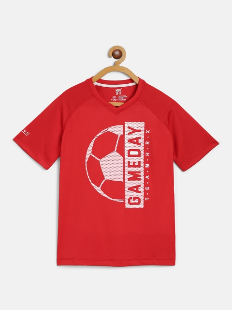 

HRX By Hrithik Roshan U-17 Boys High Risk Red Solid Rapid-Dry Antimicrobial Active Tshirt