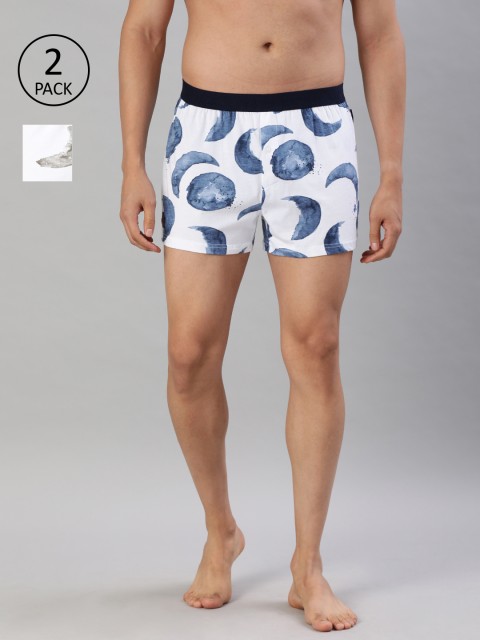 

THE BEAR HOUSE Men Pack of 2 White Printed Knitted Boxers TBH-PLASTER-S