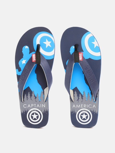 

toothless Men Blue & Grey Marvel Avengers Captain America Print Thong Flip-Flops