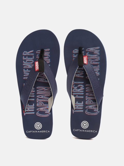 

toothless Men Navy Blue & White Marvel Avengers Captain America Thong Flip-Flops
