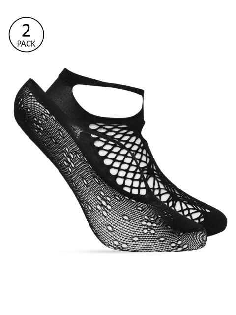 

Ayesha Women Black Set of 2 Sheer Black Lace Fishnet Socks