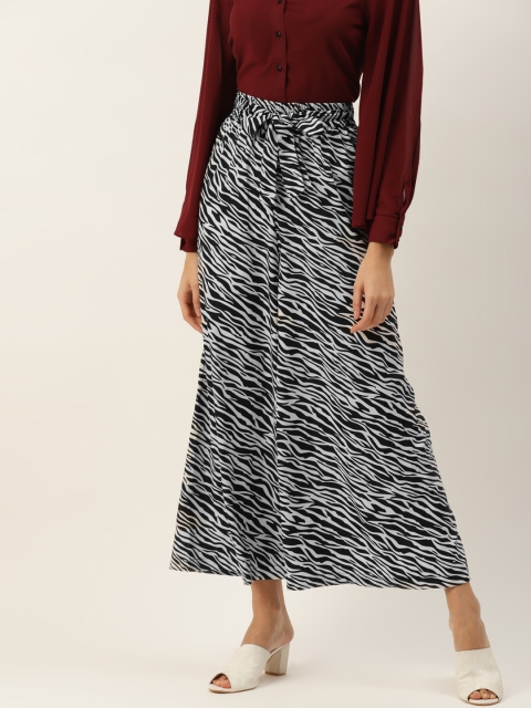 

PIRKO Women Black & White Zebra Print Wide Leg Palazzos