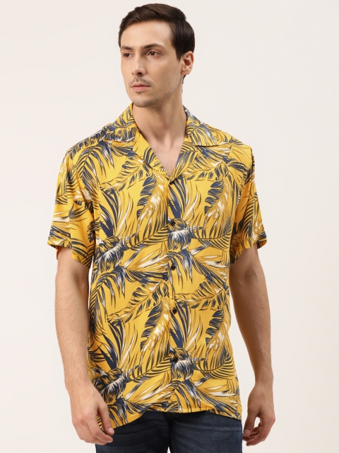 

Hancock Men Yellow & Navy Blue Floral Print Relaxed Fit Casual Shirt