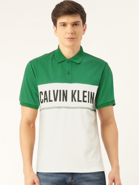 

Calvin Klein Jeans Men Green Colourblocked Polo Collar T-shirt