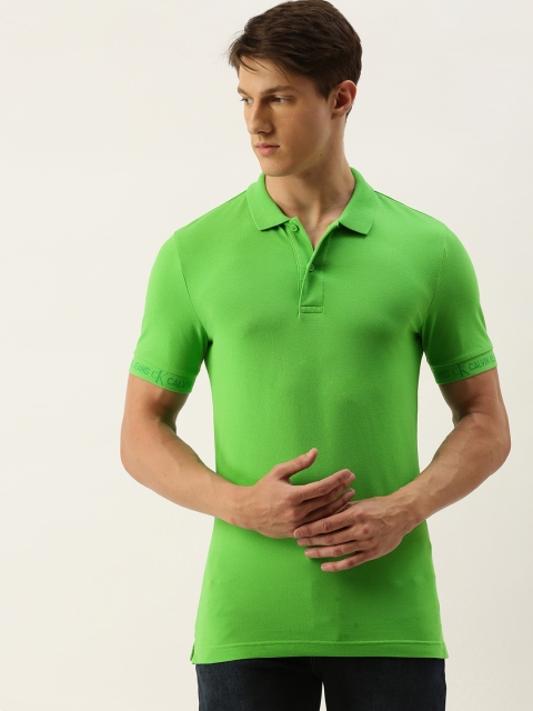 

Calvin Klein Jeans Men Green Solid Polo Collar T-shirt