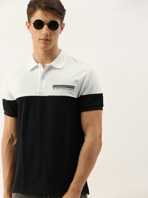 

Calvin Klein Jeans Men Black Colourblocked Polo Collar T-shirt