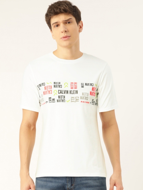 

Calvin Klein Jeans Men White Printed Round Neck T-shirt