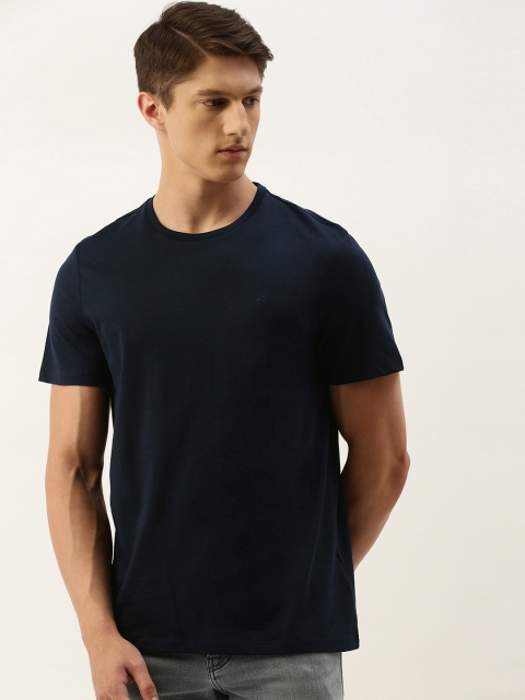 

Calvin Klein Jeans Men Navy Blue Solid Round Neck Pure Cotton T-shirt