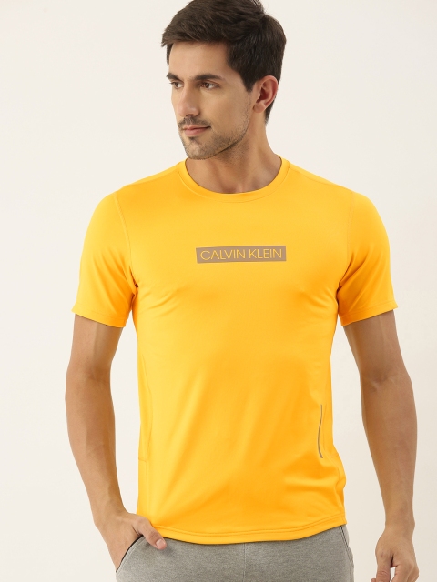 

Calvin Klein Jeans Men Mellow Yellow Printed Round Neck T-shirt, Mustard