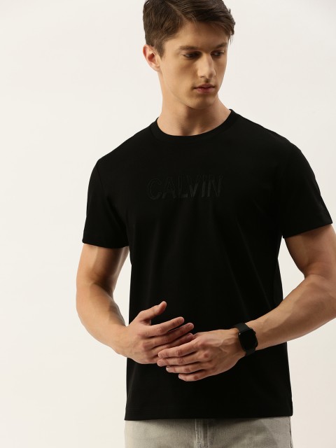 

Calvin Klein Jeans Men Black Printed Round Neck Pure Cotton T-shirt
