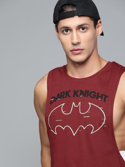

Kook N Keech Batman Men Maroon Black Batman Cotton Printed Pure Cotton T-shirt