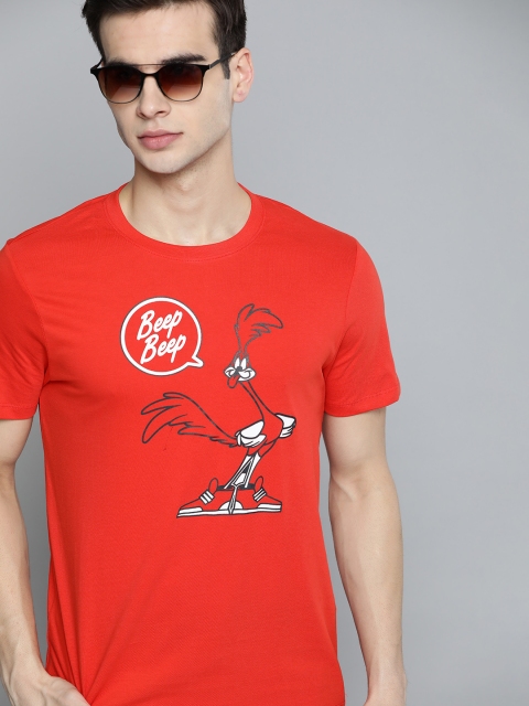 

Kook N Keech Looney Tunes Men Red Pure Cotton Road Runner Print Pure Cotton T-shirt