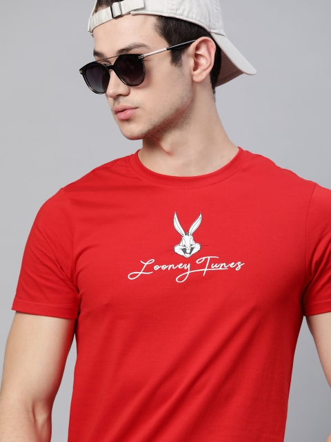 

Kook N Keech Men Red Pure Cotton Looney Tunes Printed T-shirt