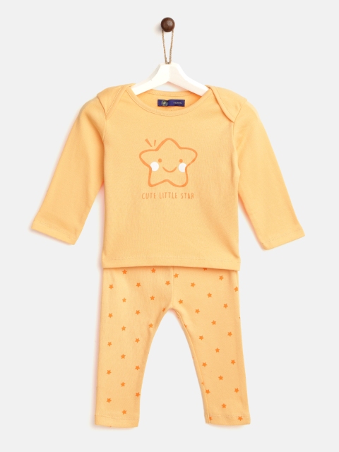 

YK Infant Boys Coral Orange Star Print Pure Cotton Night Suit