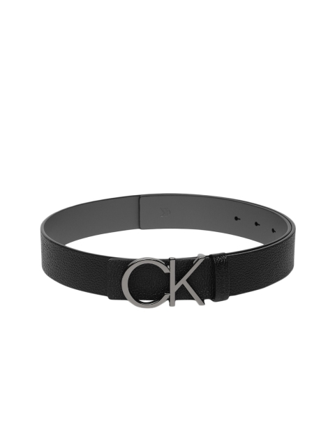 

Calvin Klein Men Black & Grey Solid Reversible Leather Belt