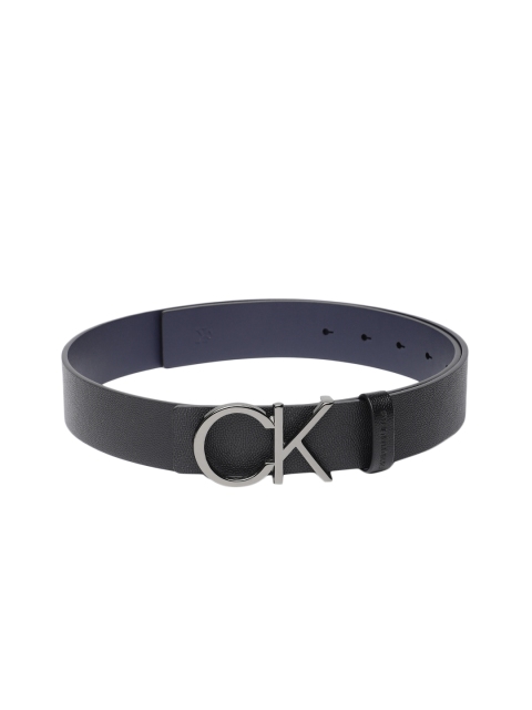 

Calvin Klein Men Navy Blue & Black Solid Reversible Leather Belt